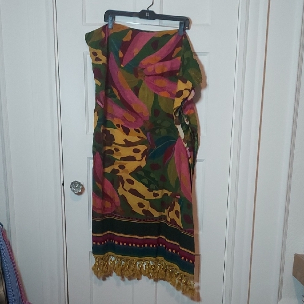 Farm Rio Leopard Jungle Beaded Sarong
